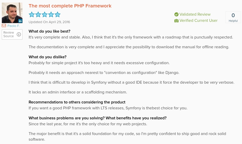 Symfony User Reviews