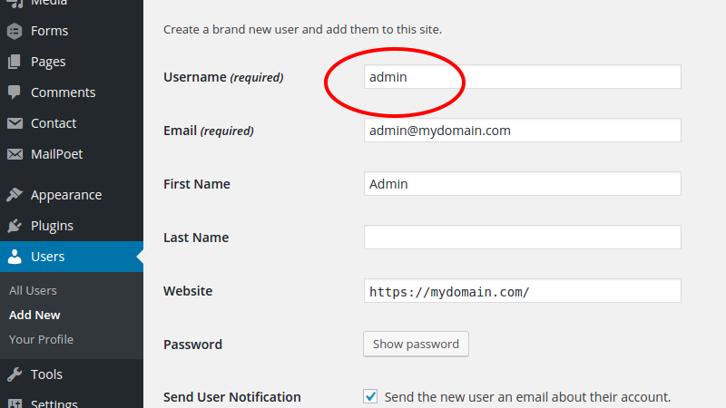 Change default username in WordPress